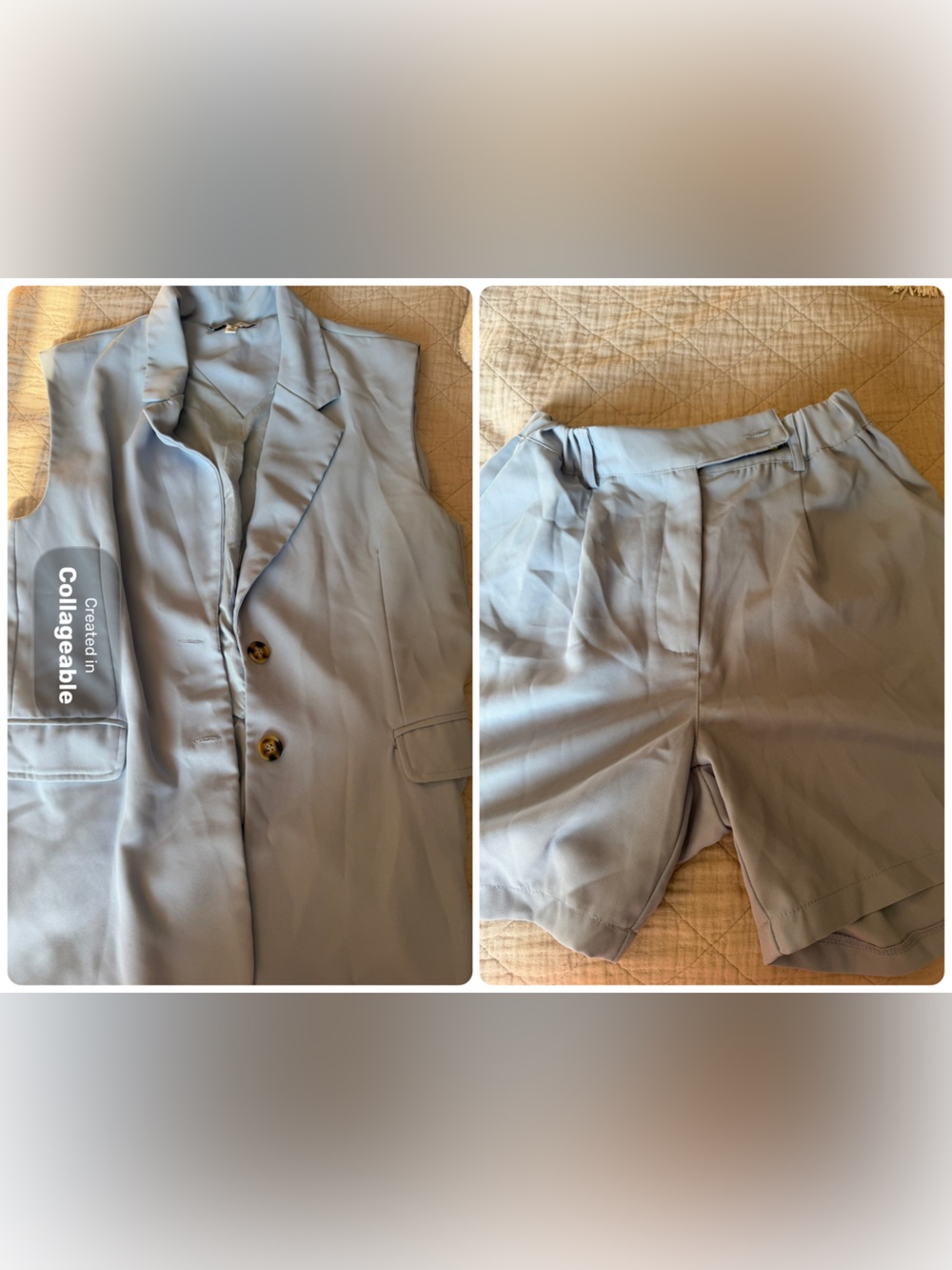 HYFVE Pastel Blue shorts  with Elastic Waistband with matching long vest set